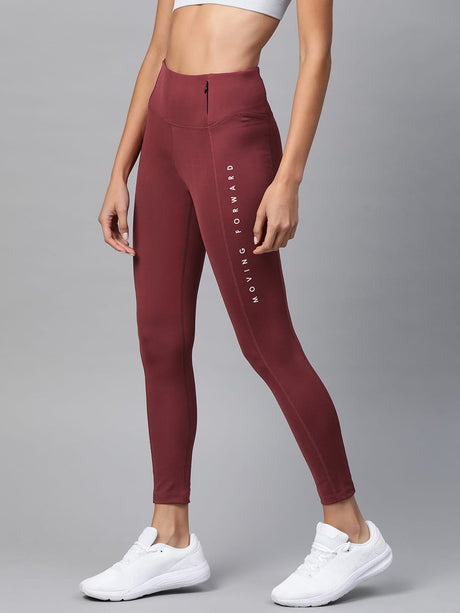 Alcis Women Burgundy Solid Cropped Tights | Alcis