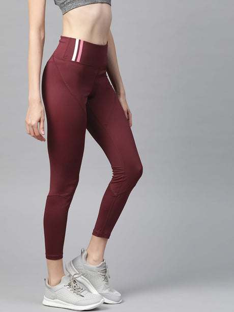 Alcis Women Burgundy Solid Cropped Tights | Alcis