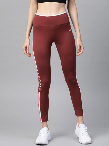 Alcis Women Burgundy Solid Cropped Tights | Alcis