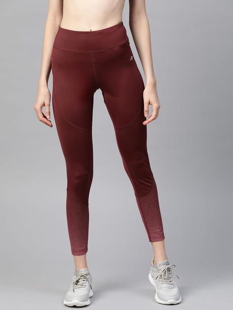 Alcis Women Maroon Solid Cropped Tights | Alcis