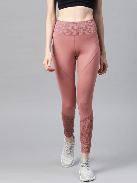 Alcis Women Dusty Pink Solid Cropped Tights | Alcis