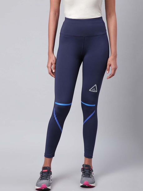 Alcis Women Navy Blue Solid Secure Fit Cropped Training Tights | Alcis