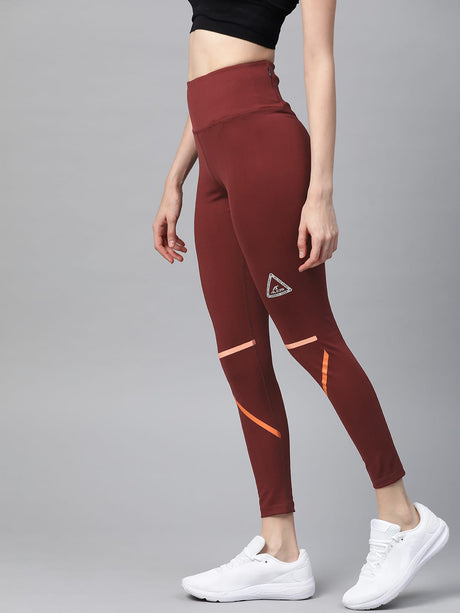 Alcis Women Burgundy Solid Cropped Tights | Alcis
