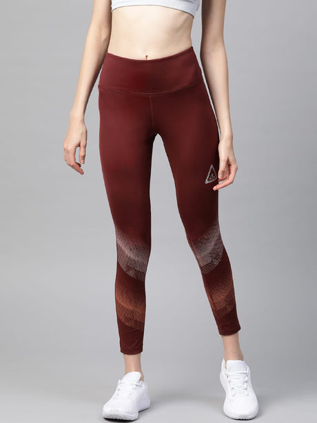 Alcis Women Maroon Printed Detail Cropped Tights | Alcis
