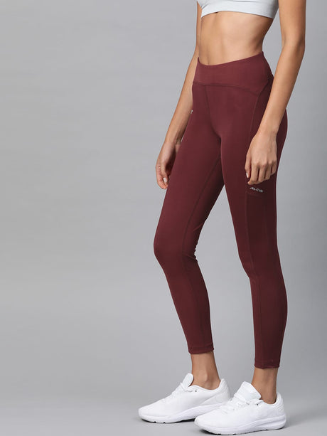 Alcis Women Burgundy Solid Cropped Tights | Alcis
