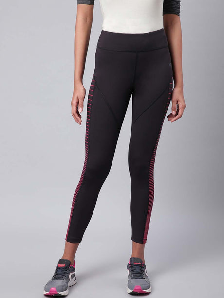 Alcis Women Black Drytech+ Solid Cropped Training Tights | Alcis
