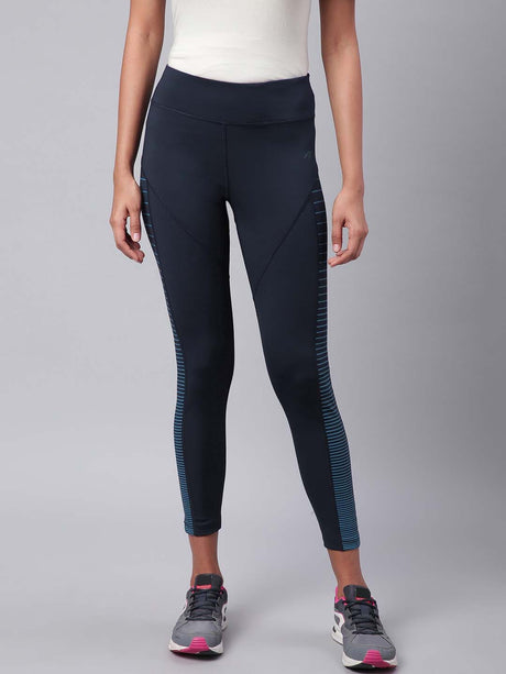 Alcis Women Blue Drytech+ Printed Cropped Training Tights | Alcis