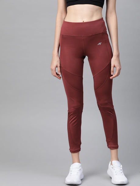 Alcis Women Burgundy Solid Cropped Tights | Alcis