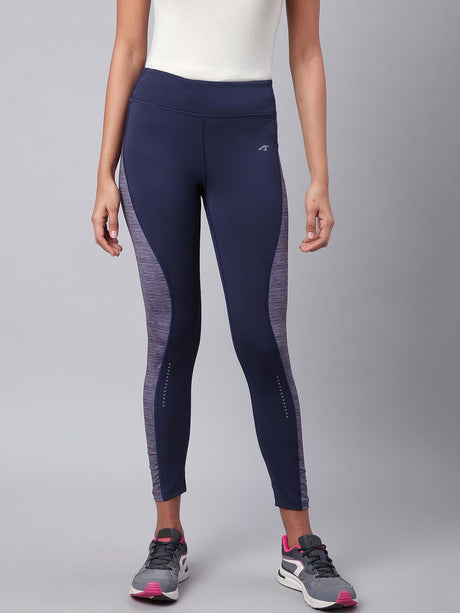 Alcis Women Navy Grey Colourblocked Training Tights | Alcis
