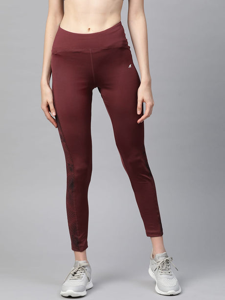 Alcis Women Maroon Solid Cropped Tights | Alcis