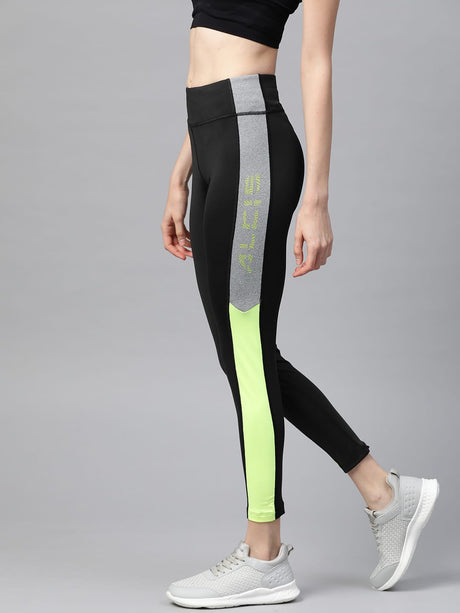 Alcis Women Black Solid Cropped Tights | Alcis