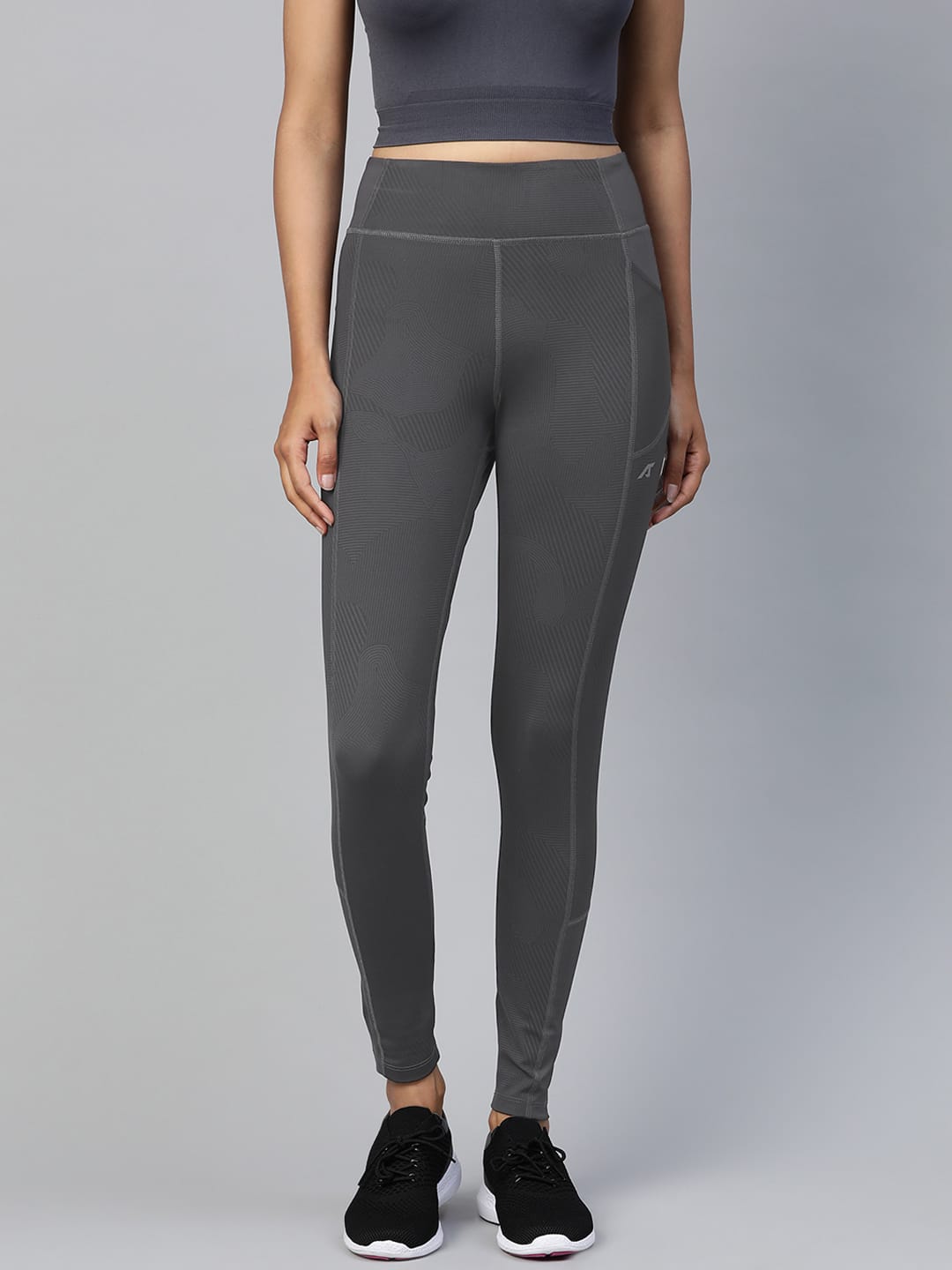 Alcis Women Grey Solid Ankle Length Tights