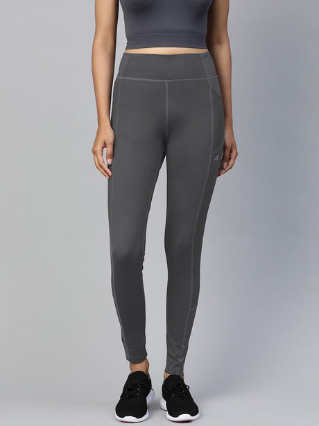 Alcis Women Grey Solid Ankle Length Tights | Alcis