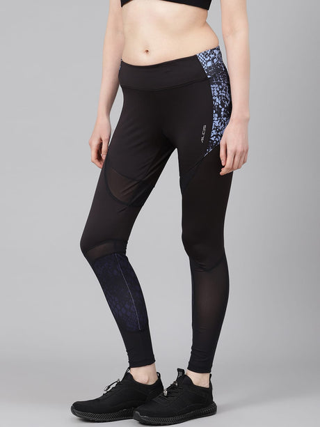 Alcis Women Black Printed Detail Training Tights | Alcis