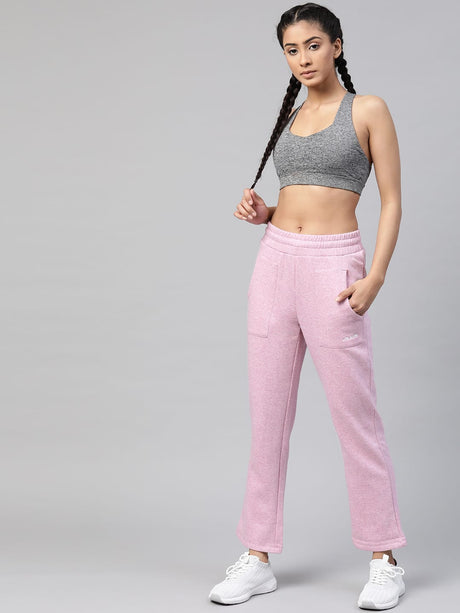 Alcis Women Lavender Slim Fit Solid Knitted Track Pants | Alcis