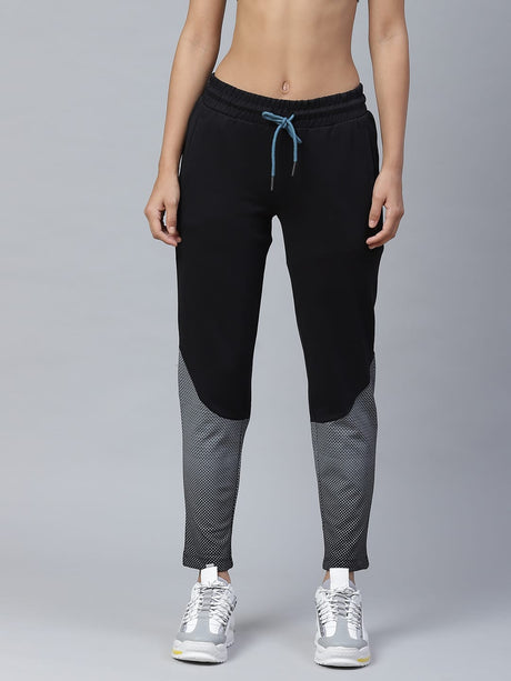 Alcis Women Black Grey Geometric Print Slim Fit Track Pants | Alcis