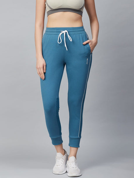 Alcis Women Blue Slim Fit Solid Cropped Joggers | Alcis