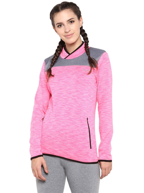Alcis Women Pink Grey Colourblocked Sweatshirt | Alcis