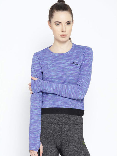 Alcis Women Purple Self Design Round Neck T-shirt | Alcis