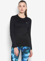 Alcis Women Black Solid Round Neck T-shirt