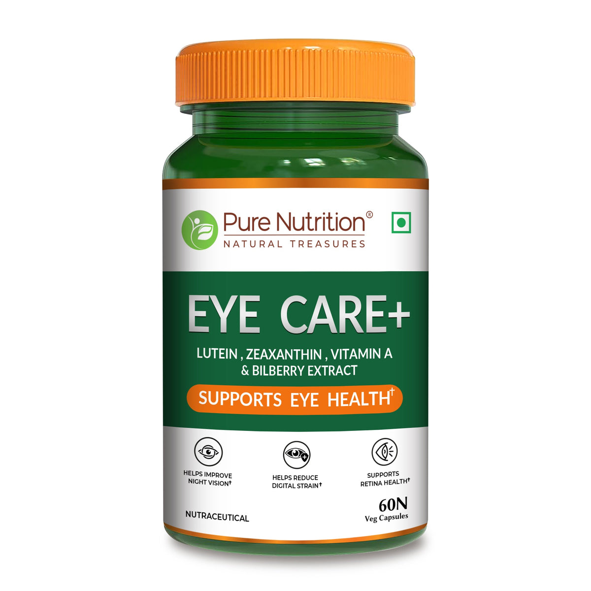 Eye Care+ Lutein, Zeaxanthin, Vitamin A & Bilberry for Eye Health - Nutrition by Pure Nutrition