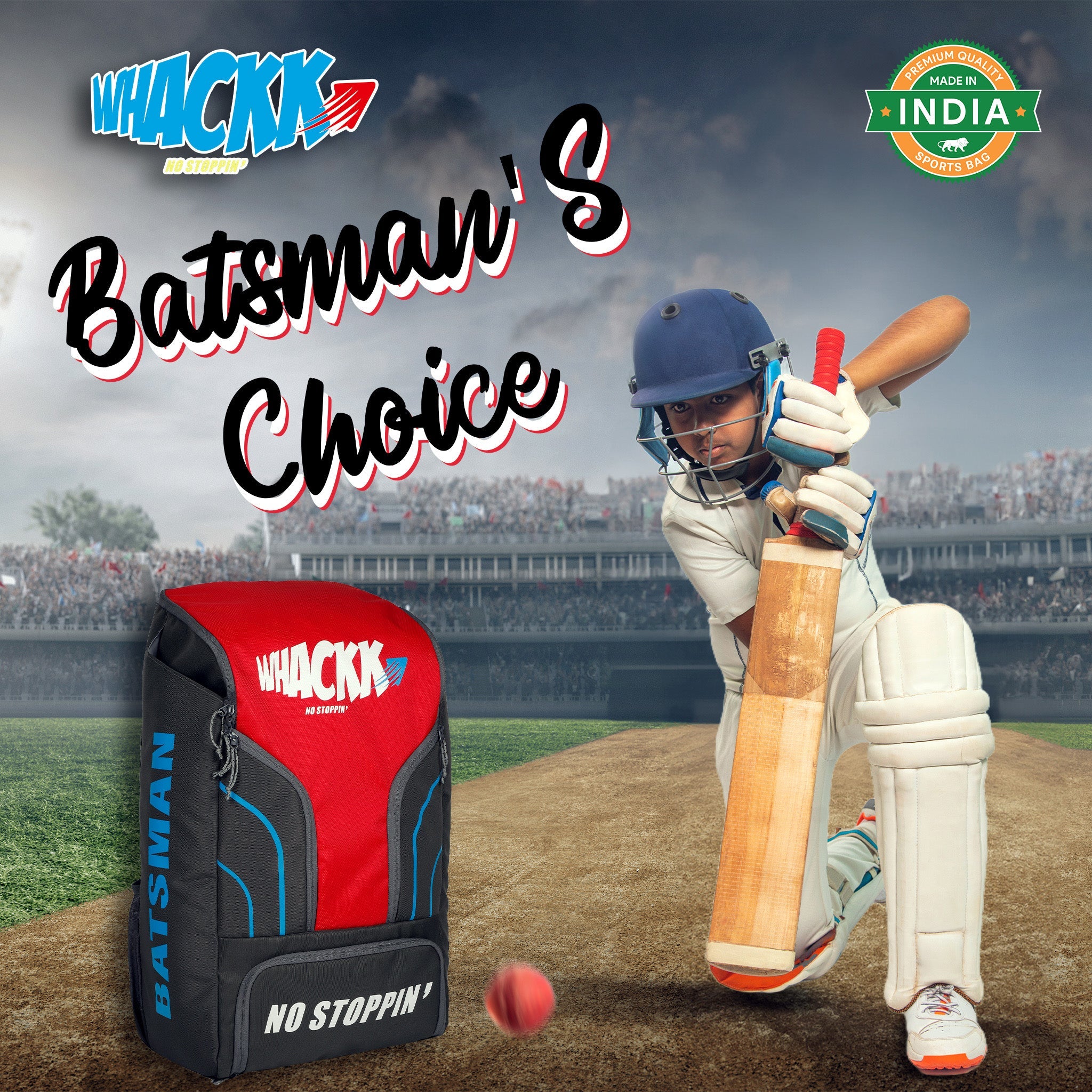 Batsman Grey Red Cricket|Cricket Kit Bag Backpack |Juniour & Youth Kitbag |Player Edition 2 Bat Pockets Shoe Pocket |Big Main Comp. Fits 15.5 inch Leg Pad|2 Bottle Holders