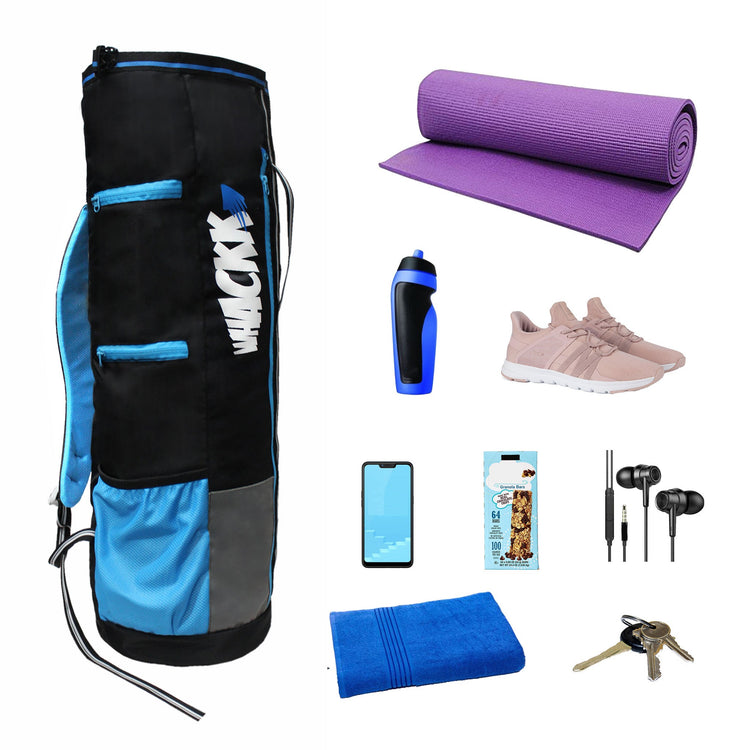 Brute Black Grey Unisex Yoga Aerobics Gym Mat Bags Air Ventilated Pocket for Shoes, Front & Top Open, Carry Way with 3-Way Options i.e. Backpack, Holdable or with a Loop