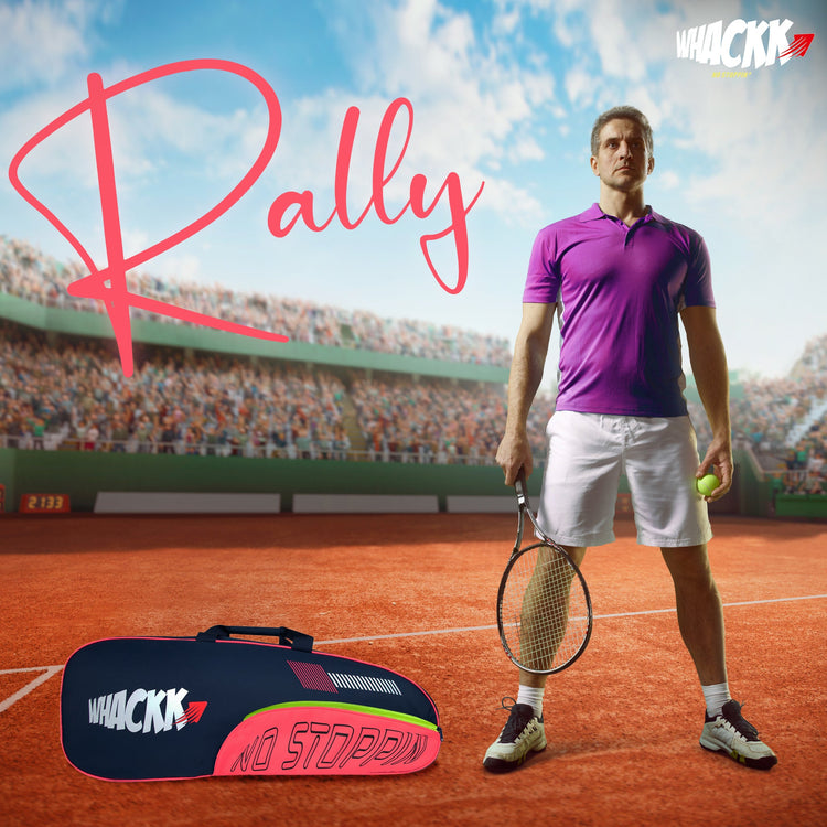 Rally Pink Navy |Unisex Lightwieght Stylish Tennis Badminton Squash Shuttle Equipment Kit Cover Bag |2 Spacious Compartments|Backpack & Duffel Racket Tennis-4 Badminton-6