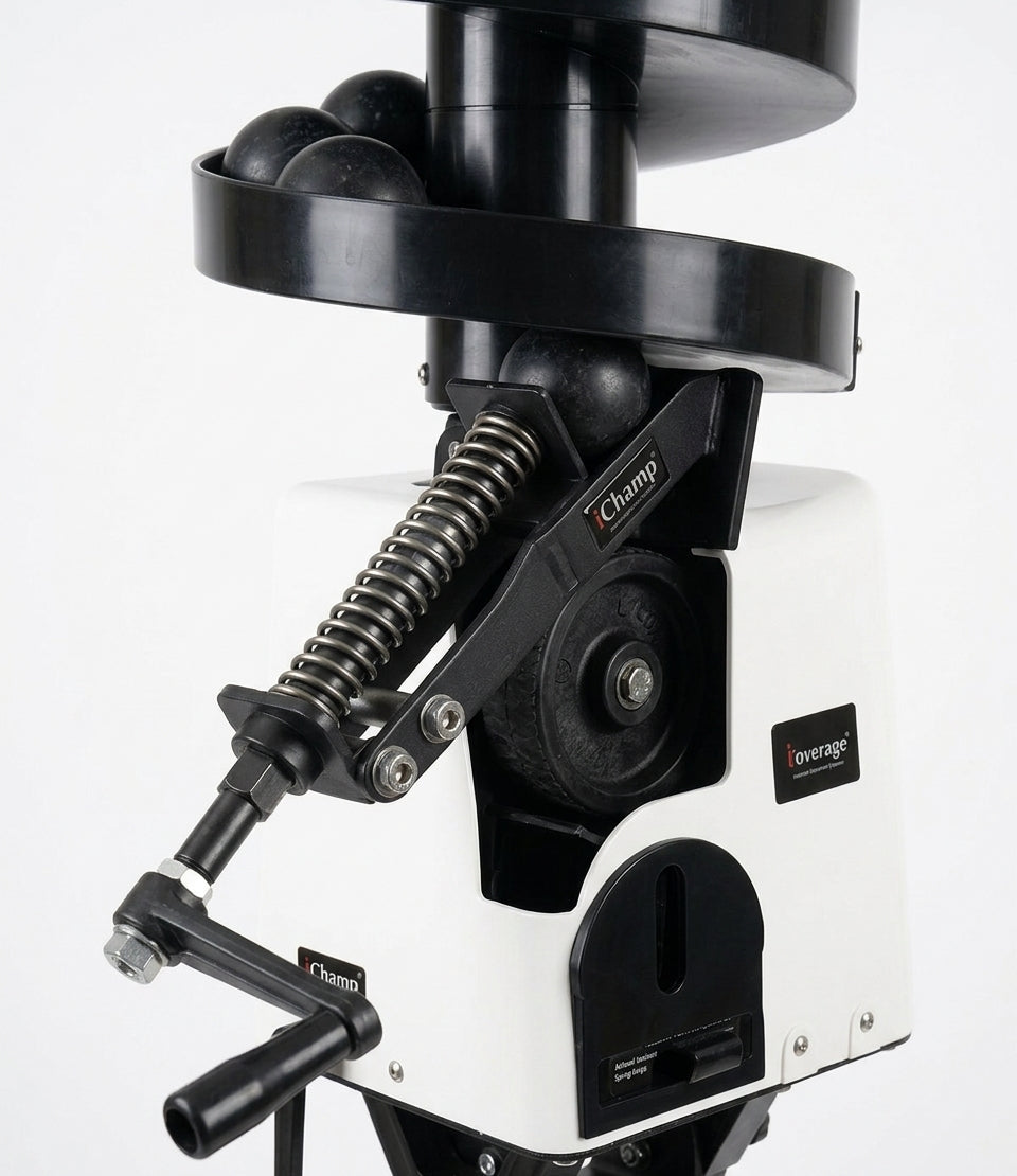 Leverage iChamp Manual - detail close-up of the ball holder and spring mechanism