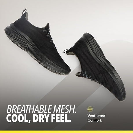 Flexcush Men Walking Shoes - Black | Boldfit
