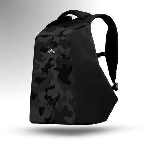 Ghost X Black Camouflage : Hard Shell Anti-Theft 25 Liters laptop Backpack with Water-Resistant Fabric