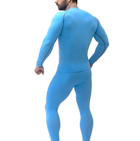 Nylon Compression Tshirt Full Sleeve Tights For Men (Sky Blue)