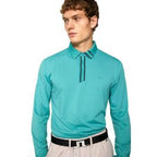 J Lindeberg Men's  JL X Glenmuir Viktor Long Sleeve Golf Polo T-shirt - Teal (US Sizes)
