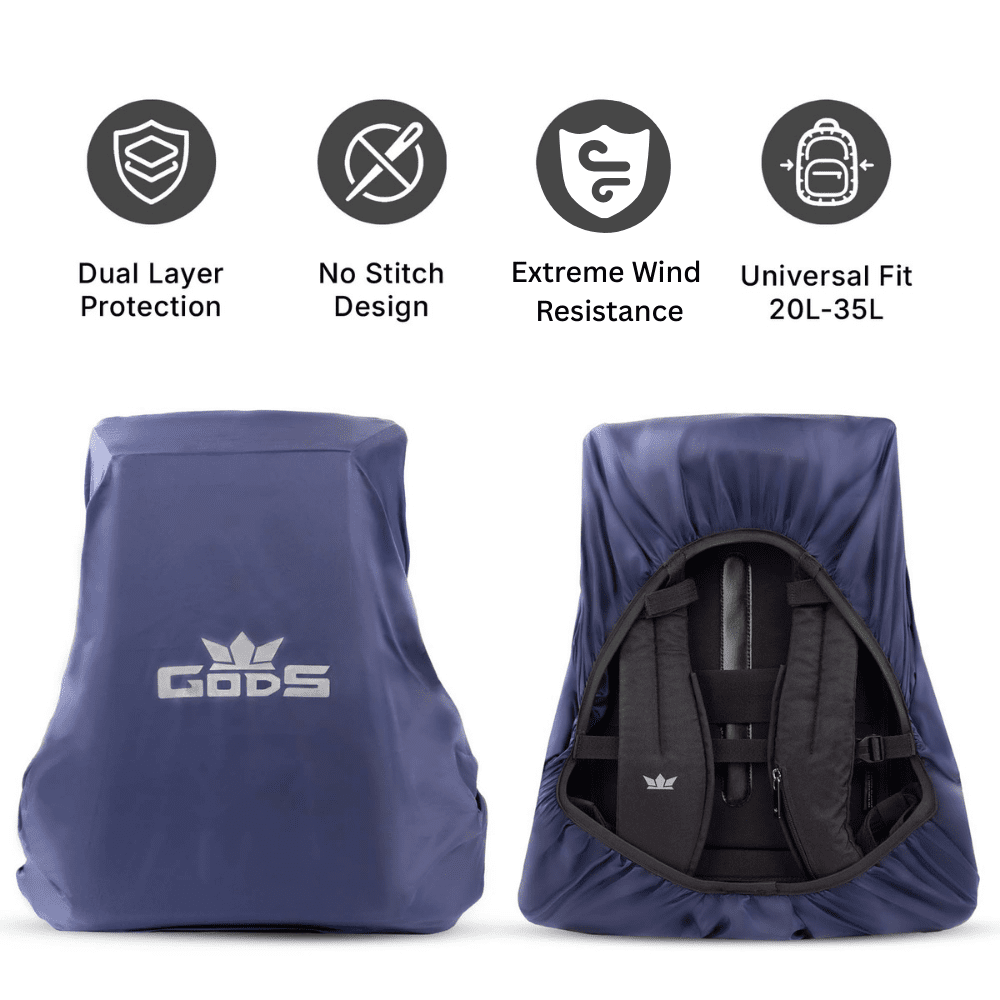 GODS Rain Cover for Backpacks (20L-35L) |  All-Weather Raincover, Waterproof, Wind-Resistant, No-Stitch Design | Fits Ghost X, Zarc X & More (Navy Blue)