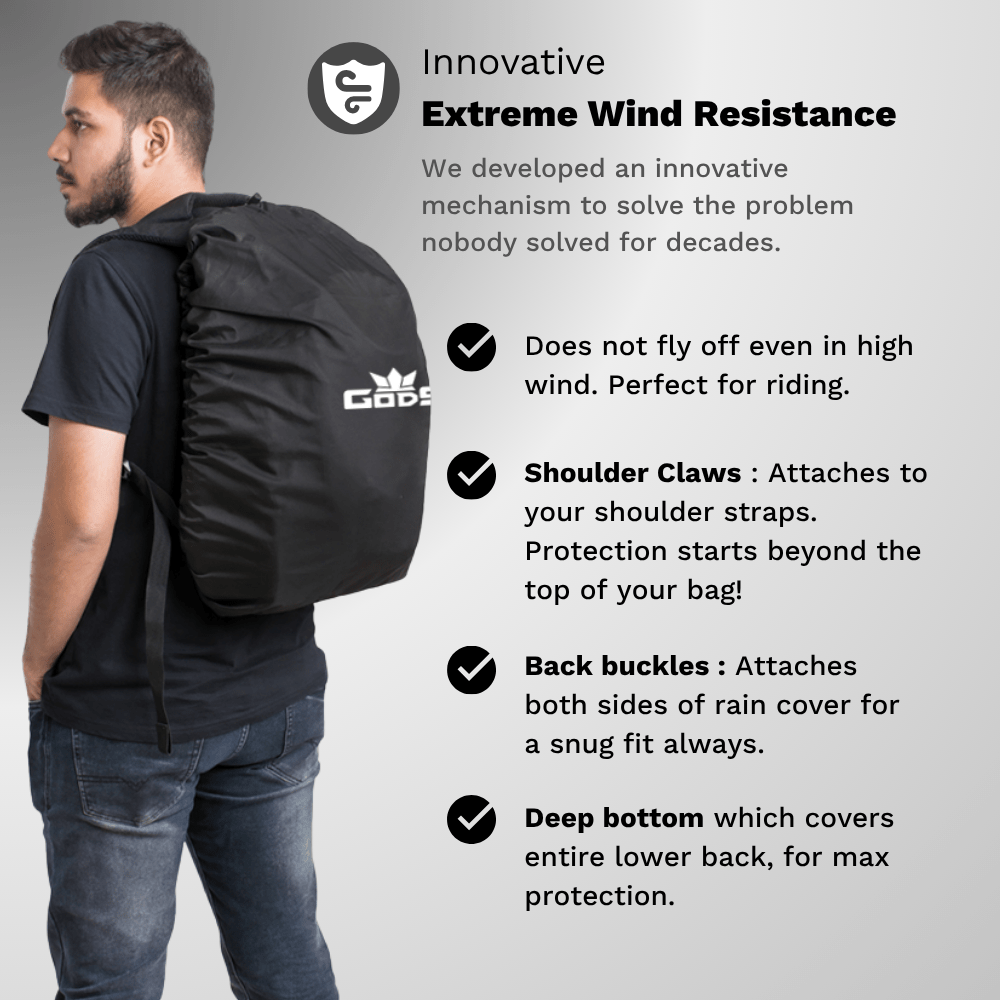 GODS Rain Cover for Backpacks (20L-35L) |  All-Weather Raincover, Waterproof, Wind-Resistant, No-Sti | Road Gods