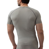 Nylon Compression Tshirt Half Sleeve Tights For Men (Light Grey)
