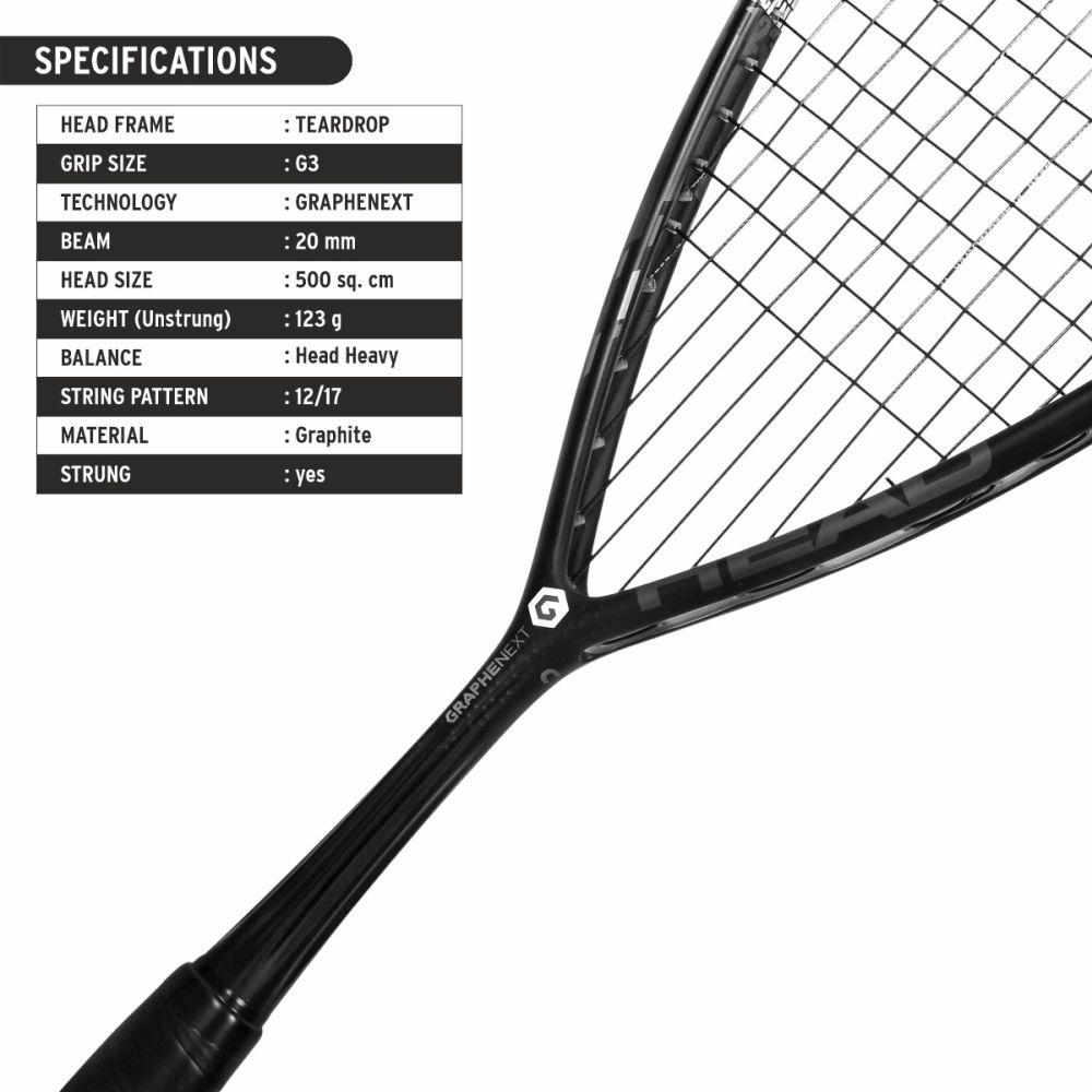 Head Graphene XT Hurricane 123 Squash Racquet (Black)