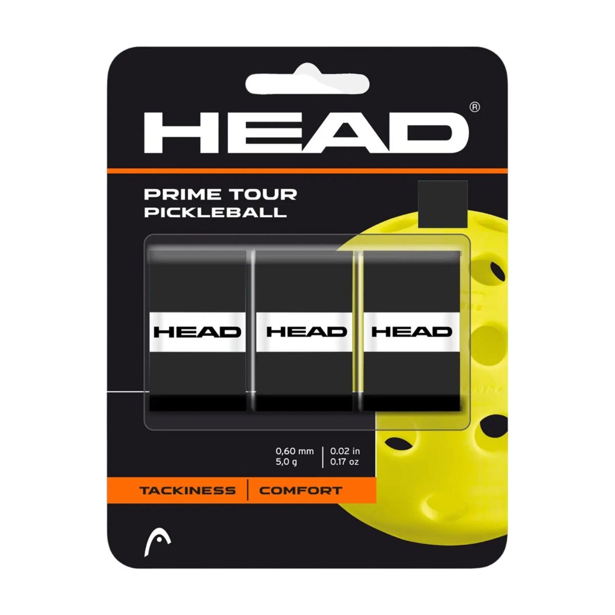 HEAD Prime Tour Pickleball Overgrip (3pcs, Black)