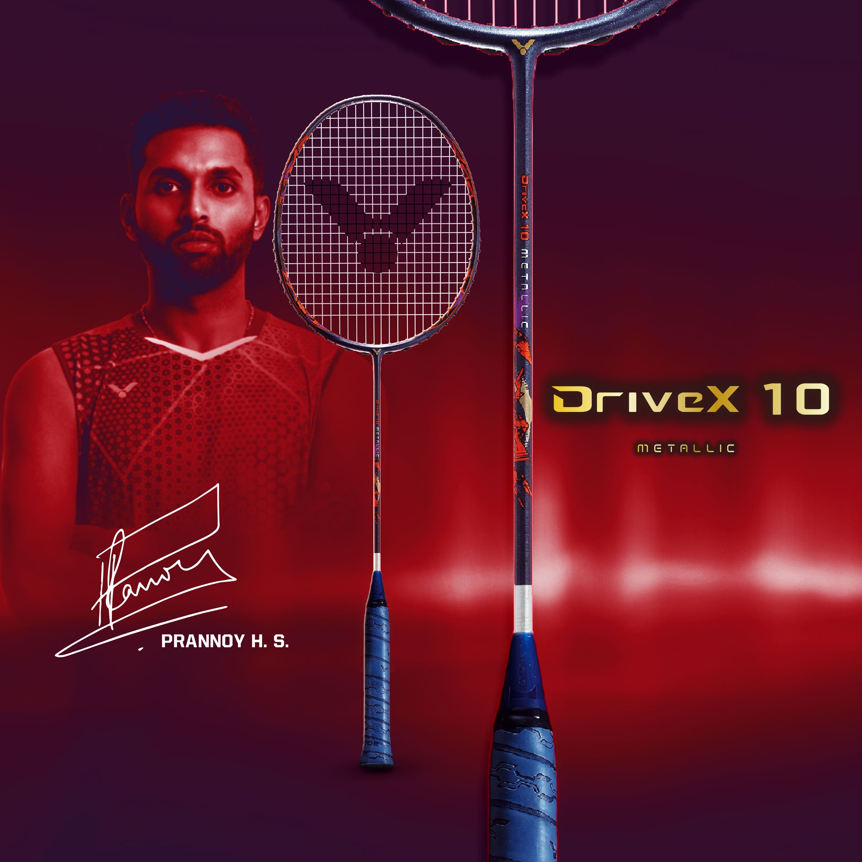 DriveX-10 METALLIC-B G5 Unstrung Defensive Badminton Racket – 4U/3U | Prannoy H.S.