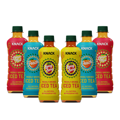 Knack Iced Tea (PET Mix) 300ml Pack of 12, 4 Unit/Flavor - Sports Drinks & Beverages by Knack Beverages