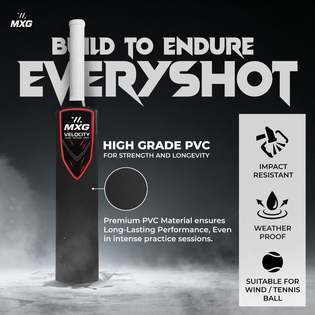 MXG Velocity Heavy Duty Plastic Full Size Cricket Bat (34 x 4.5 Inch) Ultra Strong Power Bat for All Age Groups (Full Size 8) - Image 12 | KIBI SPORTS