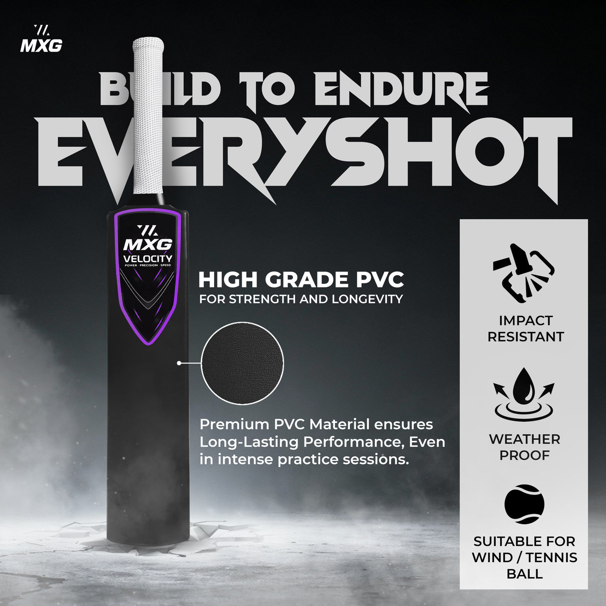 MXG Velocity Heavy Duty Plastic Full Size Cricket Bat (34 x 4.5 Inch) Ultra Strong Power Bat for All Age Groups (Full Size 8) - Image 21 | KIBI SPORTS