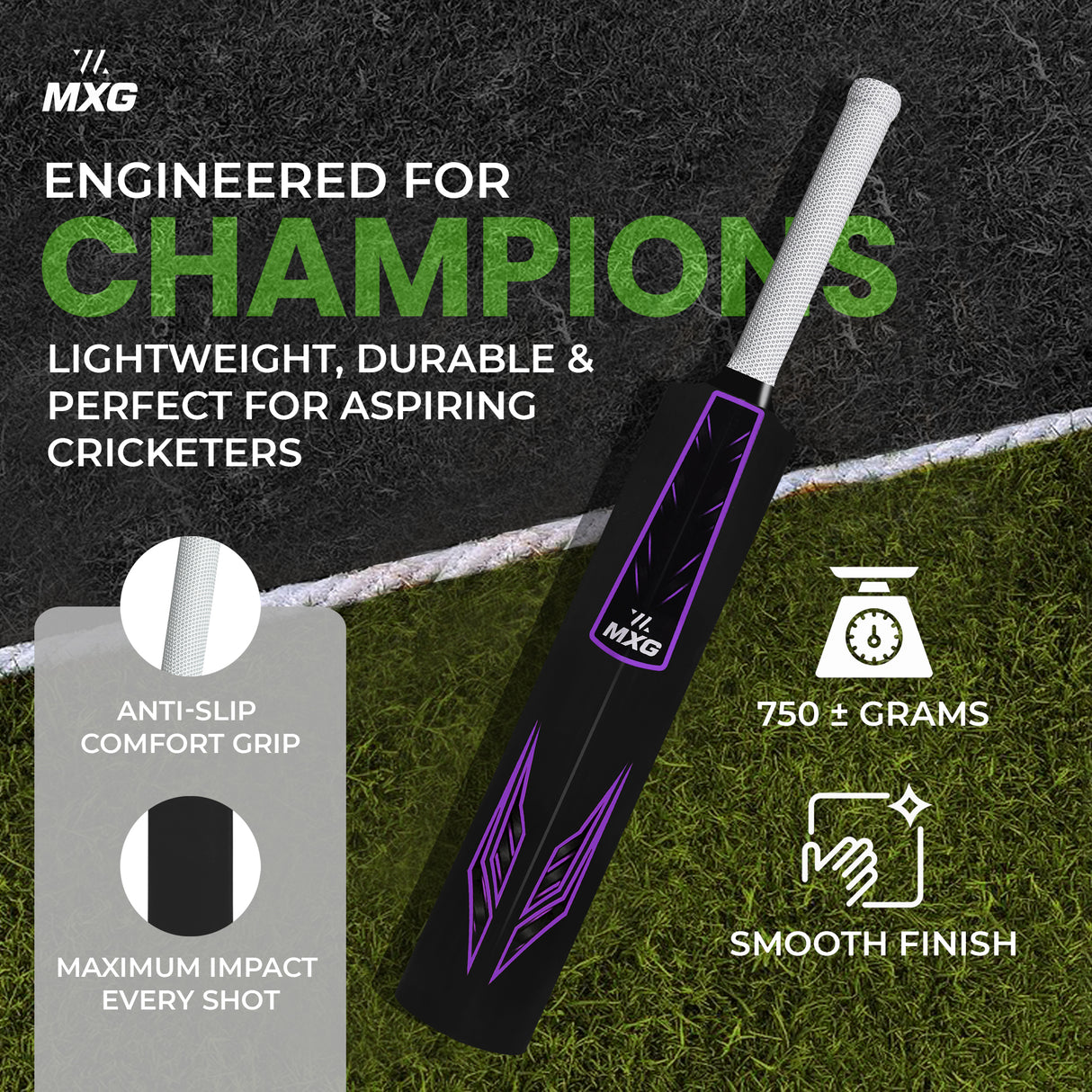 MXG Velocity Heavy Duty Plastic Full Size Cricket Bat (34 x 4.5 Inch) Ultra Strong Power Bat for All Age Groups (Full Size 8) - Image 20 | KIBI SPORTS