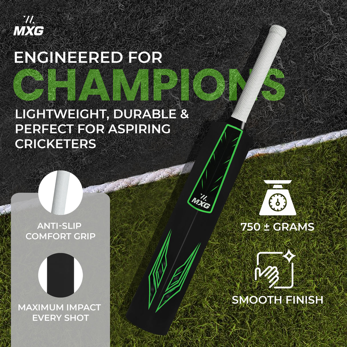 MXG Velocity Heavy Duty Plastic Full Size Cricket Bat (34 x 4.5 Inch) Ultra Strong Power Bat for All Age Groups (Full Size 8) - Image 15 | KIBI SPORTS