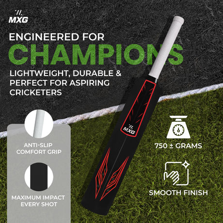 MXG Velocity Heavy Duty Plastic Full Size Cricket Bat (34 x 4.5 Inch) Ultra Strong Power Bat for All Age Groups (Full Size 8) - Image 11 | KIBI SPORTS
