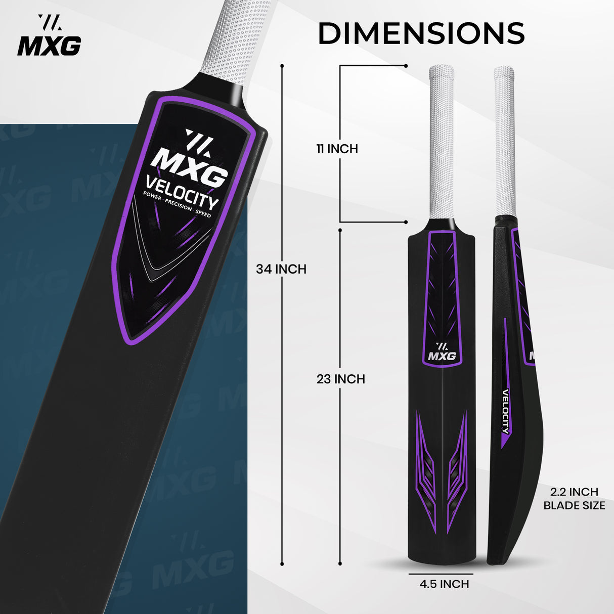 MXG Velocity Heavy Duty Plastic Full Size Cricket Bat (34 x 4.5 Inch) Ultra Strong Power Bat for All Age Groups (Full Size 8) - Image 19 | KIBI SPORTS