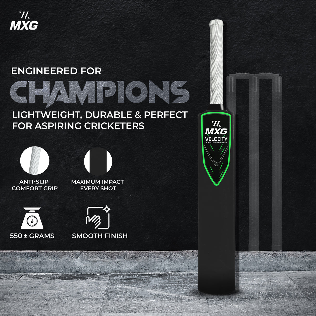 MXG Velocity Junior Plastic Cricket Bat (31.5-Inch) | Heavy-Duty Training Bat for Kids & Beginners | Wind Ball, Soft Ball, Tennis & Plastic Ball Play, Indoor & Outdoor - Image 13 | KIBI SPORTS