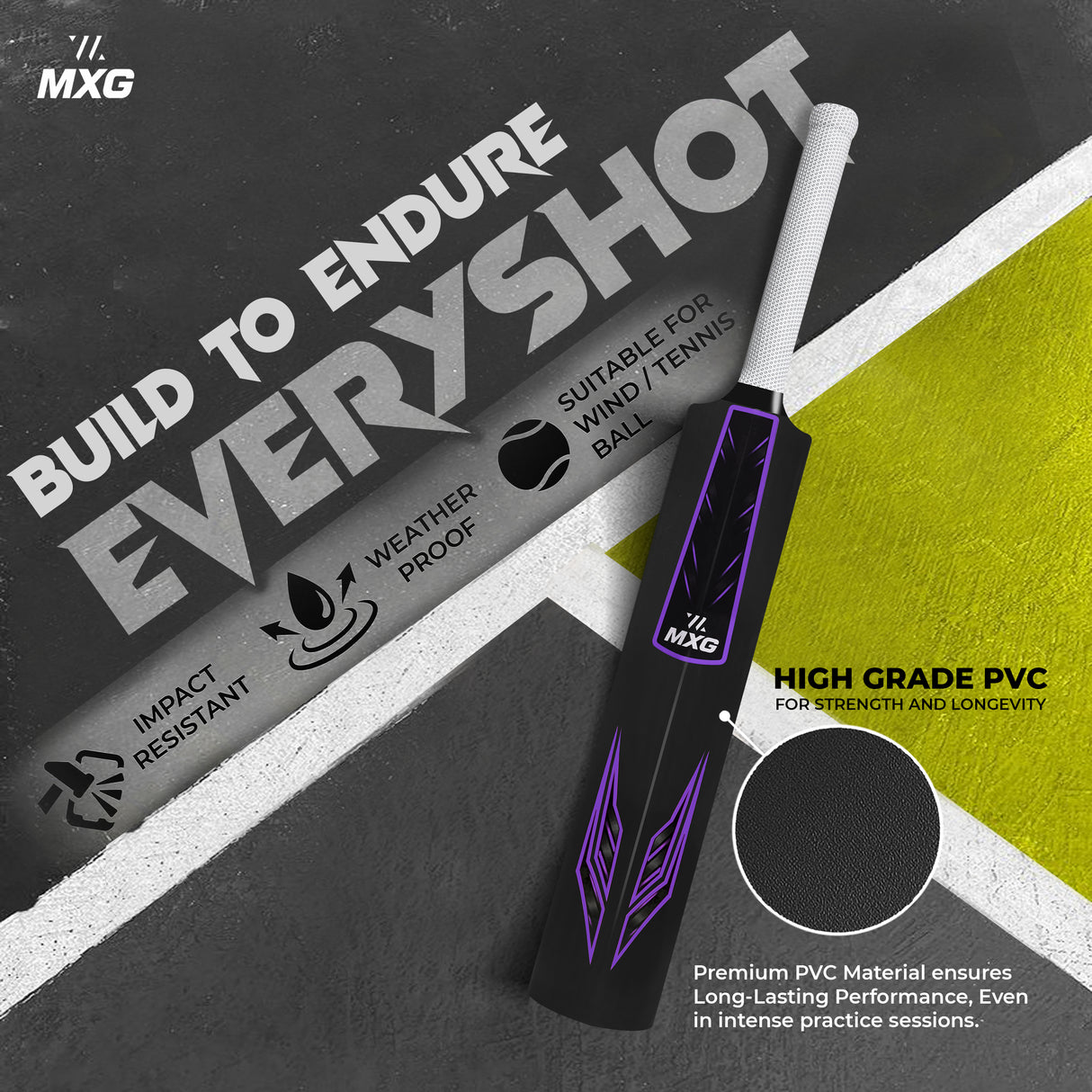 MXG Velocity Junior Plastic Cricket Bat (31.5-Inch) | Heavy-Duty Training Bat for Kids & Beginners | Wind Ball, Soft Ball, Tennis & Plastic Ball Play, Indoor & Outdoor - Image 8 | KIBI SPORTS