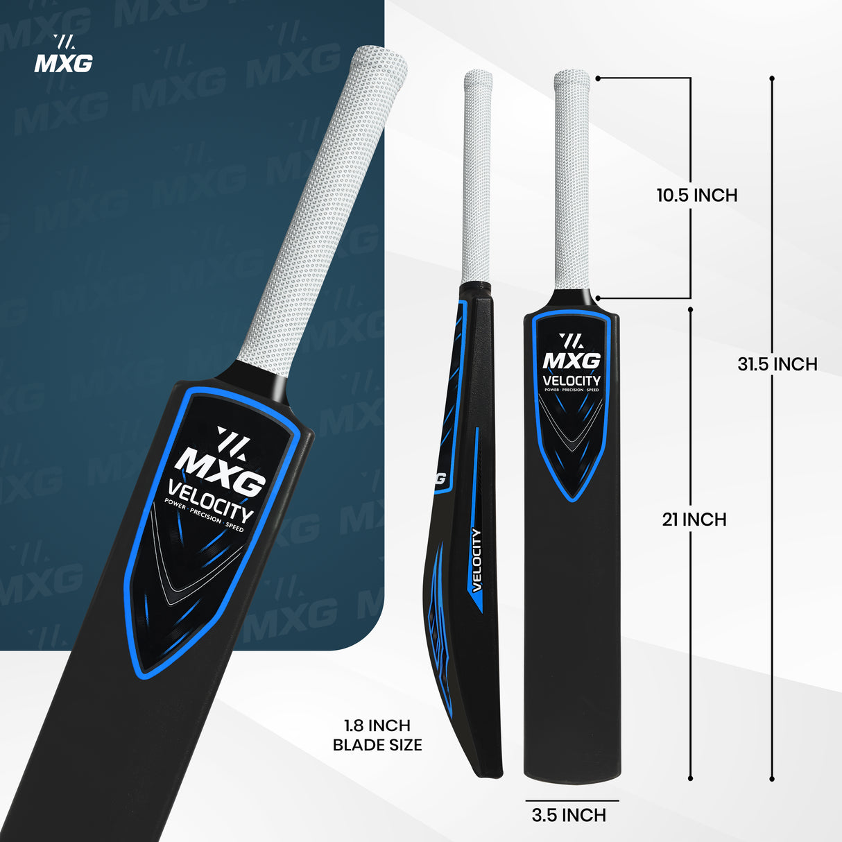 MXG Velocity Junior Plastic Cricket Bat Measurements - KIBI SPORTS