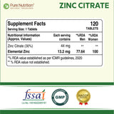Zinc Citrate High Absorption Immunity Support | 120 Veg Tablets
